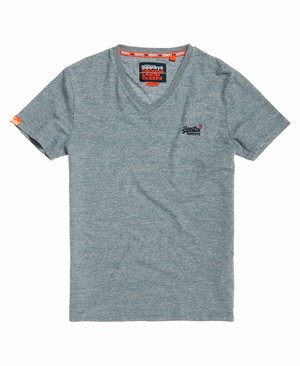 Superdry Organic Cotton Vintage Embroidery Vee Férfi Pólók Kék | VCXEQ9173